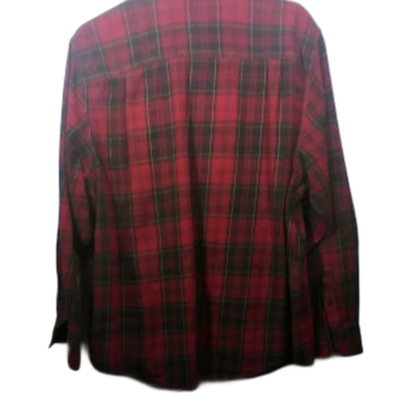 Faded Glory Mens 2XL Red/Black Plaid Long-sleeve Flannel Shirt Button Collar - Picture 7 of 12